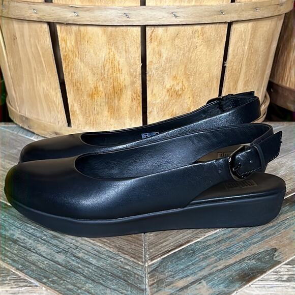 FitFlop Sarita Black Leather Sling Back Close-Toed Comfort Loafers Womens Size 5 - Picture 2 of 11